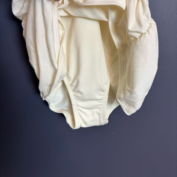 LANDS' END Ivory Ruched One Piece Swimsuit Mini Dress Bathing Suit Size 6 NEW - Picture 4 of 8